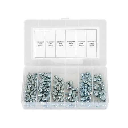 Capri Tools Metric Hydraulic Grease Fitting Assortment Set, 110 pcs CP10036